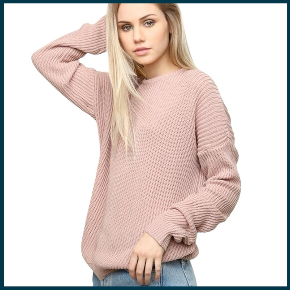 Brandy Melville Light Blush Pink Ollie Long Sleeve Oversized Sweater (O/S)